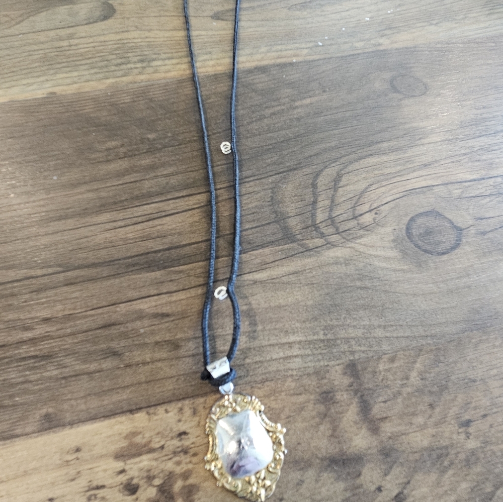 Black,silver and gold necklace
